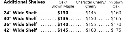 Avondale Bookcase Shelf Pricing